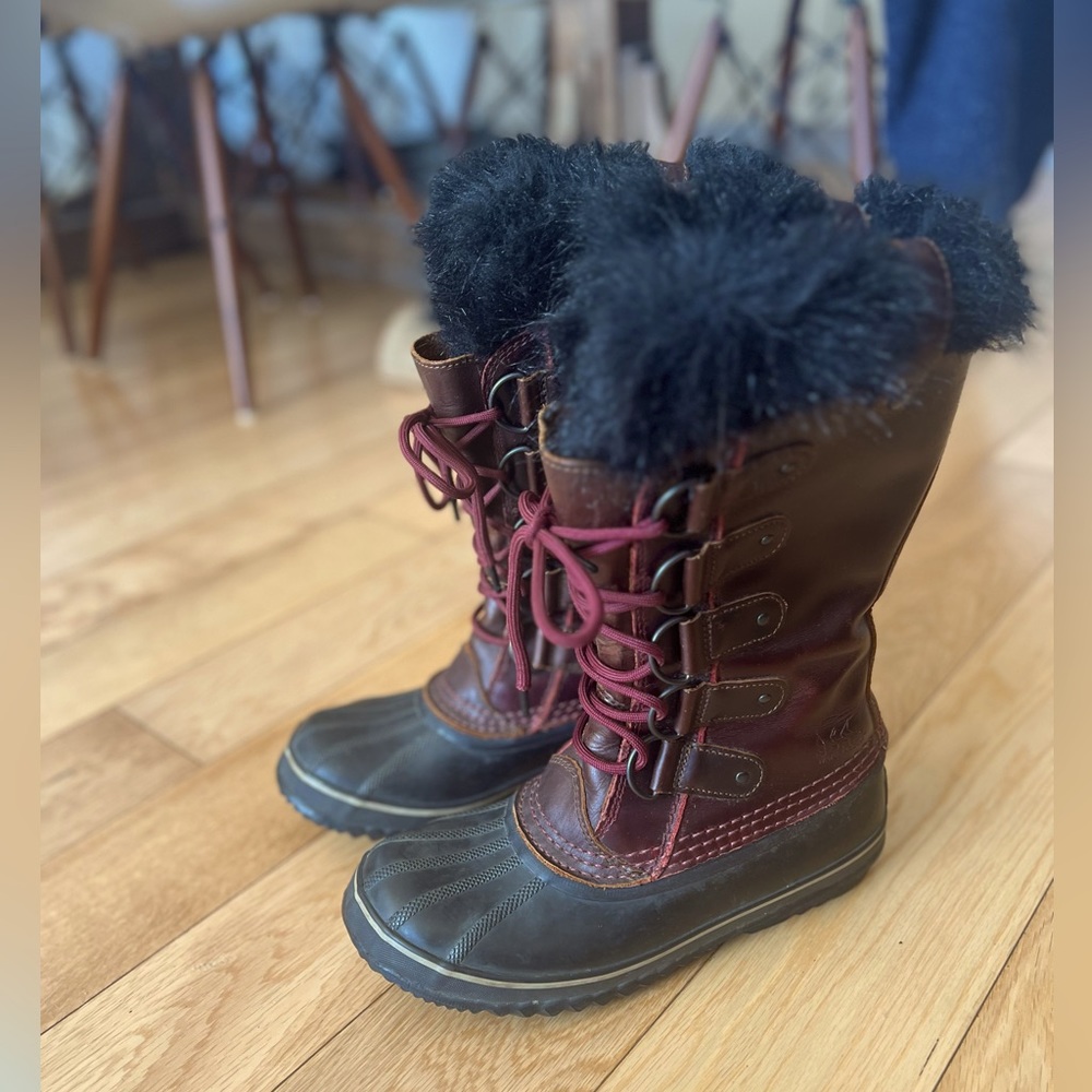 Sorel tall winter boots, leather